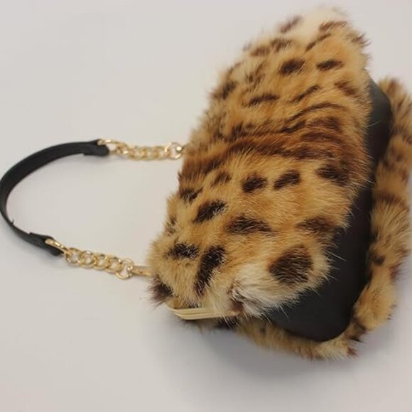 Neiman Marcus Elegant Light Coffee Leopard Print Handbag - Picture 6 of 7